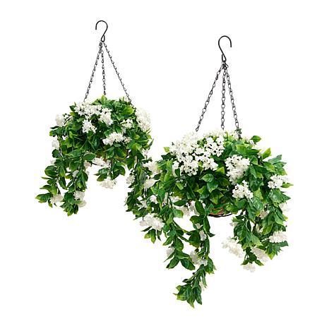 Faux Crepe Myrtle Hanging Baskets - Set of 2