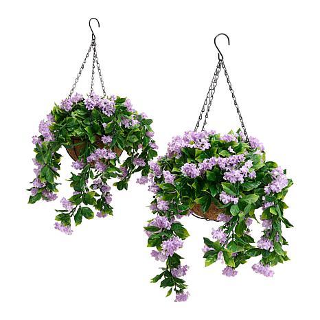 Faux Crepe Myrtle Hanging Baskets - Set of 2