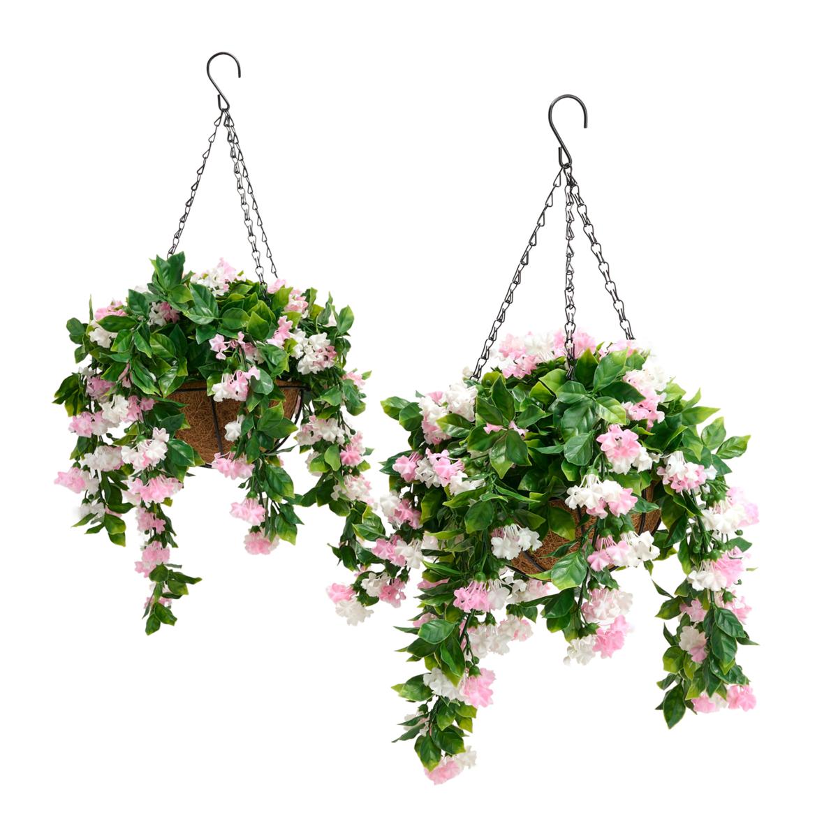 Faux Crepe Myrtle Hanging Baskets - Set of 2