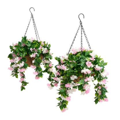 Faux Crepe Myrtle Hanging Baskets - Set of 2
